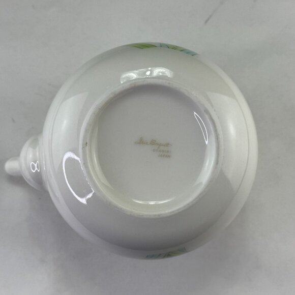 Vintage Otagiri Iris Bouquet Teapot & 4 Cups Set Ceramic Bamboo Handle - Picture 12 of 13